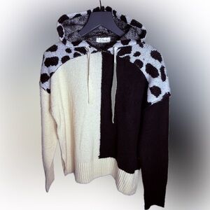 Elan Black and Cream Knit Sweater